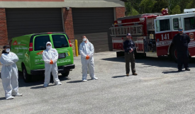 Pictured Below (L-R)- Servpro Employees, Mr. Mike Watts, Mr. Shannon Shreve, Mr. Scott Stauffer, followed by St. Mary’s County Department of Emergency Services employees- EMS Chief, David Stamey and Technical Services Coordinator, Mr. Scott Raley.